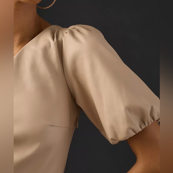 Anthropologie Faux Leather One Shoulder Asymmetrical Midi Dress Size 2 NWT - Picture 7 of 12